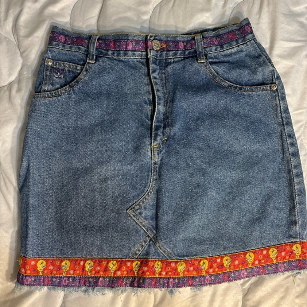 Tweety Bird Denim Skirt S 14